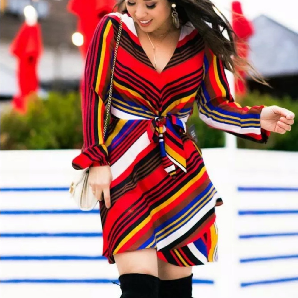 Fun Striped V Neck Express Dress size small